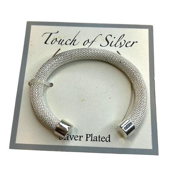 Touch of Silver Chain Mesh Bangle Bracelet, Silver Plated, NWT - Picture 1 of 3